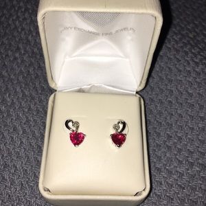 Pink ruby, sterling silver never worn earrings